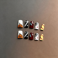 100% Handmade Duck Bill Press On Nails, Halloween Cartoon False Nails, Pumpkin Ghost Spider Web Blood Drip Stitch Design Reusable Fake Nails